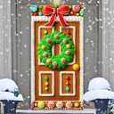 2 x BlissYard Christmas Door Cover 71x35 Inch Gingerbread House Door Banner Merry Christmas Winter Porch Sign for Front Door, Farmhouse Holiday Entry Decor Indoor Outdoor Party Hanging Cover