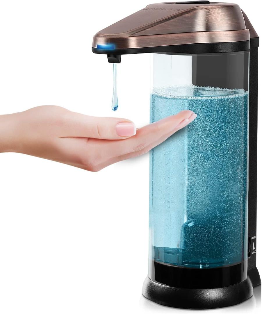 Secura 17oz Automatic Liquid Soap Dispenser, Touchless Battery Operated Hand Soap Dispenser with Adjustable Soap Dispensing Volume Control Dial, Personal Care Dispenser (Antique Copper) (500ml)