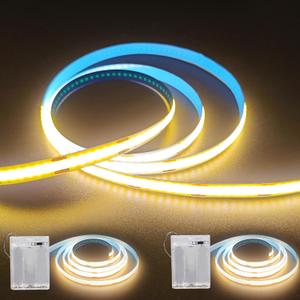 2Pack Battery Powered LED Strip Lights, 3.28FT COB LED Light Strip, Warm LED Strip Light for Under Cabinet, Closet, Shelves, Bedroom, DIY Lighting Battery LED Strip Lights
