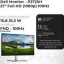 ANYHDD Dell P2725H 27" Full HD 1920 x 1080 Monitor, Computer Monitor Screen Bundle with Power Cable USB 3.0 Upstream Cable DisplayPort + HDMI Cables + Cloth