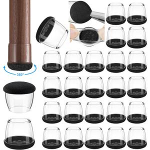 24 Pcs Chair Leg Floor Protectors - Felt Furniture Pads for Hardwood Floors, Thickened Round Furniture Sliders, Silicone Furniture Caps Leg Covers- Prevent Floor from Scratches Noise (Medium)