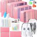 All-in-One 22 Pcs Packing Cubes for Travel Essentials Includes Cubes, toothbrush covers Silicone Bottle Cover, zipper bags, Matte Cosmetic Bag, Drawstring bag for Carry-On & Suitcase