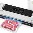 [Updated 2025] Bonsenkitchen Vacuum Sealer Machine + 5 Vacuum Bags, Fast-Compact/Multi-Functional Food Vacuum Sealer with External Vacuum System, Silver