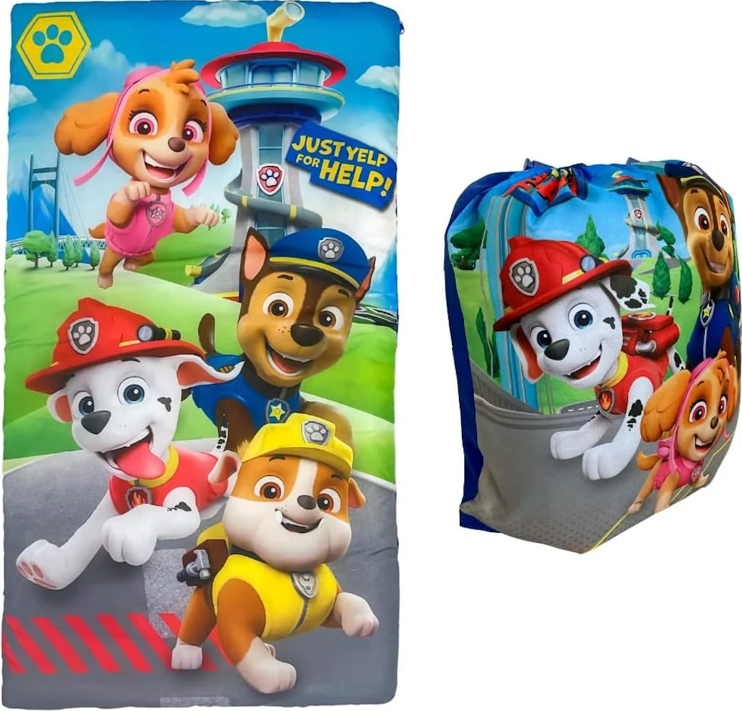 Franco Slumber-Bags Kids Soft Lightweight 2 Piece Sleeping/Slumber Bag and Sling Bag Set (Paw Patrol)