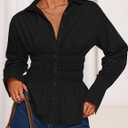 ZESICA Womens 2026 Spring Long Sleeve Blouse Business Dressy Casual Button Down Shirts Peplum Tops Fashion Trendy Clothes (Black, L)