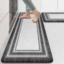 KIMODE Anti Fatigue Kitchen Mat for Floor 2PC,Kitchen Rugs Non Slip Rubber Backing,Waterproof Farmhouse Kitchen Floor Mat,Cushioned Standing Mat for Home Decor,Office,Laundry,Sink,Desk,Black and Grey