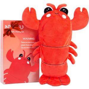 Microwavable Heating Pad for Period Cramps, Cuddly Warming Pillow, Cute Lobster Plush Stuffed Animal Menstrual Heating Pad for Girls Unique Christmas Birthday Gifts for Girlfriend Daughter Mom (Red)