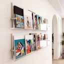 Wesiti 2 Pack 31.4" Acrylic Magazine Holder Rack Brochure Holder Wall Mount, Clear Hanging Floating Bookshelf Literature Storage Shelf Pamphlet Organizer for Waiting Room, Office, Home Display
