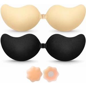 Set Of 2 Strapless Sticky Push-Up Bra for Women,Adhesive Invisible Backless Nipple Covers, Size F