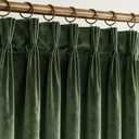 Olive Green Pleated Velvet Blackout Curtains 84 inches Long 2 Panels Set Thermal Insulated Triple Pinch Pleat Velvet Drapes Room Darkening Thick Luxury Modern Minimalism Forest Green Christmas Decor