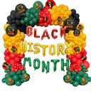Ertyjikg Black History Month Party Decoration Balloon Garland Set - 157 Count, Black, Red, Green, Yellow Latex Balloons, Black History Month Foil Balloon, Unisex-Adults, Kids