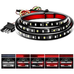 Nilight 60" Truck Tailgate Light Bar 108 LED Single Row Light Strip with Red Running Brake Lights Turn Signal White Reverse Light