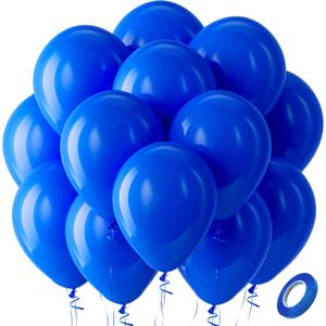 Bezente Royal Blue Latex Party Balloons - 100 Pack 12 inch Round Helium Blue Balloons for Birthday Graduation Baseball Nautical 4th of July Independence Memorial Day Patriotic Party Decorations