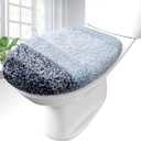 OLANLY Soft Microfiber Bathroom Toilet Lid Cover, Machine Washable Covers, 17.5x15, Stays in Place Rubber Backing, Fits Most Round, Elongated and Oblong Lids, Accessories Decor, Dark Blue