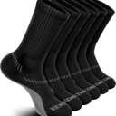 BULLIANT Compression Socks for Men 6Pairs, Athletic Crew Socks Cushioned For Men Sports Running-Arch Support (Black)