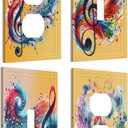 Decorative Art Light Switch Covers,1 Gang Single Duplex Outlet,Wall Plate,Switchplate Electrical Faceplate,Music,(4PACKS)