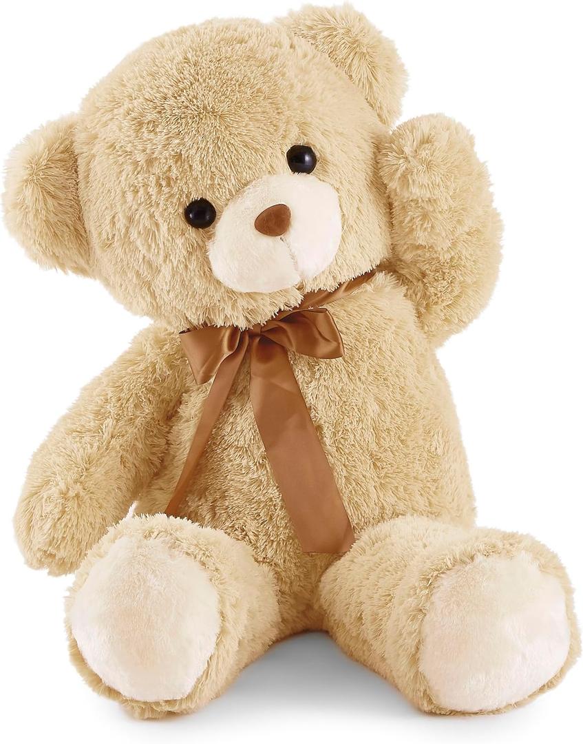 Big Teddy Bear Stuffed Animal 35in Giant Stuffed Bear Gift for Girlfriend Children on Birthday, Light Brown