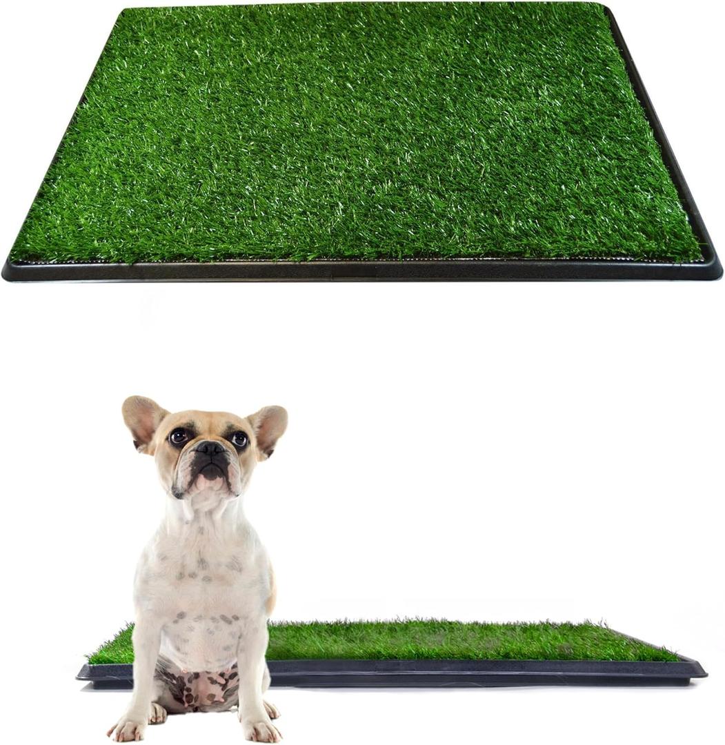 Downtown Pet Supply Dog Grass Pad with Tray, 16 x 20 - Outdoor and Indoor Potty System for Dogs with Replaceable Synthetic Grass Pee Turf - Portable and Waterproof Turf Dog Potty