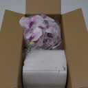 Artificial Orchids Flowers with Vase for Table Centerpieces, Real Touch Faux White Orchid Phalaenopsis in Ceramic Vase for Home Wedding Kitchen Decoration (Silver Vase, White Purple)