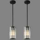 Black Pendant Lighting Modern Pendant Light Mini Crystal Chandeliers, Adjustable Pendant Light Fixture for Kitchen Island Dining Room Corridor Bedroom, (Black 2-Pack)