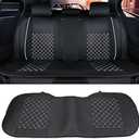 MAGQOO Universal PU Leather Car Seat Cover Full Set 5-Seat Front&Rear Cushions Full Seat with Pillows Fit for SUV Truck Van Year Round Use (Black/White Line)