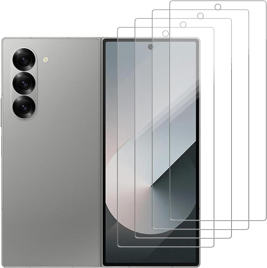 4 Pack Glass outer Screen Protector Compatible for Samsung Galaxy Z Fold 6 [Only the outer] SM-F956U SM-F956B HD Screen Tempered Glass, Scratch Resistant, Easy Install [Case Friendly]