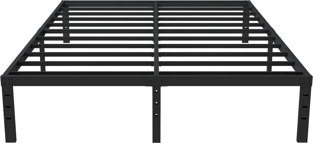 Upcanso 16 Inch Queen Bed Frame No Box Spring Required, Metal Platform Queen Size Bed Frames with 14 Inch Storage, 3,500 lbs Heavy Duty Steel Slats Support, Easy Assembly Mattress Foundation
