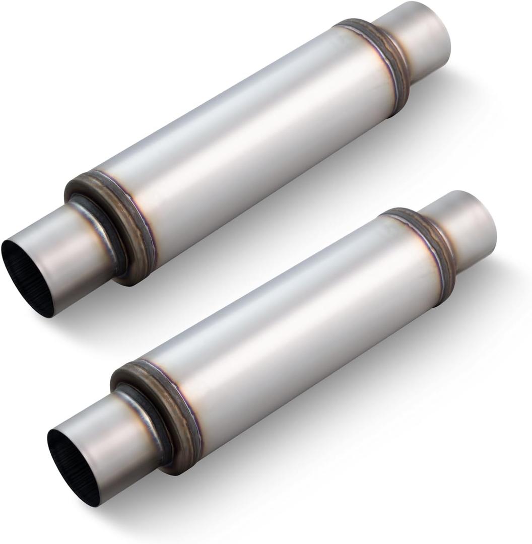A-KARCK 3" Inlet Exhaust Resonator, 3" Inlet 3" Outlet 20" Overall Length Muffler Universal Resonator Stainless Steel Straight Through Design Exhaust Tip for Cars, 2 Pack