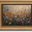 Gold Framed Wall Art Vintage Flower Canvas Wall Art Nature Landscape Flower Wildflower Artwork Prints Picture for Living Room Bedroom Farmhouse Bathroom Office Decor, 8x10