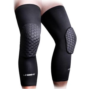 Basketball Long Knee Pads for Kids Youth Adults Padded Compression Leg Sleeves for Volleyball Football 1 Pair
 (Medium, Black)