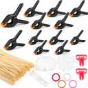 12 Pack Balloon Arch Clips (6x 3.8-in & 6x 4.5-in) Heavy Duty Clips, 100pcs Clear 260 Long Balloons and Multiple Accessories, Balloon Arch Set for Framed Backdrop Decorations Parties Photography DIY