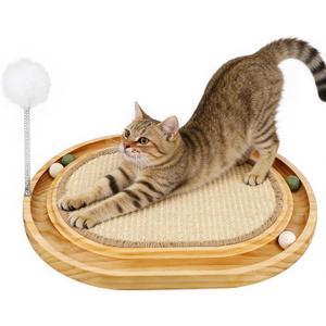 Cat Scratcher, Cat Scratch Sisal Pad with Ball Track Spring Ball, Kitten Interactive Toy for Indoor Cats, Satisfies Kittens Scratching, Chasing and Hunting