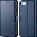 TUCCH Wallet Case for iPhone SE 2022/SE2, iPhone 8/7, PU Leather Credit Card Holder [TPU Interior Protective Case] Stand Folio Flip Cover Compatible with iPhone SE 3/SE 2/8/7, Dark Blue