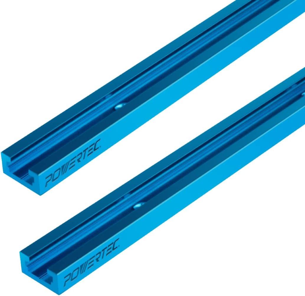 POWERTEC 71158 48 Inch Double-Cut Profile Universal T-Track with Predrilled Mounting Holes, T Track for Woodworking Jigs and Fixtures, Drill Press Table, Router Table, Workbench, 2 Count, Pack of 1