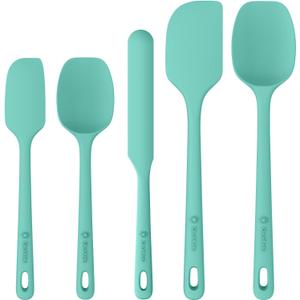 ChefAide 5 Pieces Silicone Spatula Set, Food Grade Rubber Spatula, Upgrade Strong Handle with Ergonomic Grip, Heat Resistant Up to 600F for Nonstick Cookware, Cooking