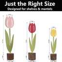 Spring Tulips Metal Flower with Real Wood Base - Rustic Farmhouse Table Centerpiece, Handmade Easter Decor for Tiered Tray, Multicolor Floral Block Alternative, Unique Housewarming Gift for Home Office Shelf