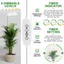 LORDEM Grow Light for Indoor Plants, 7.9" Full Spectrum LED Plant Grow Light, Height Adjustable Growing Lamp with Auto Timer 4H/8H/12H, 6 Dimmable Levels, Ideal for Indoor Large Tall Plants Growth