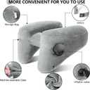 Sunany Travel Neck Pillow for Airplane Pillow Comfortably Supports Head, Neck and Chin, Inflatable Travel Pillow with Soft Velour Cover and Portable Drawstring Bag (Grey, H-Shape)
