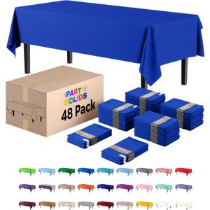 Exquisite Dark Blue Tablecloths for Rectangle Tables 48 Pack Plastic Table Cloth Disposable 54" X 108" Dark Blue Table Cloths Rectangle Tablecloth Plastic Tablecloths Rectangular Party Supplies