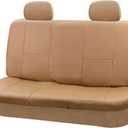 FH Group Classic PU Leather Split Bench Car Seat Cover  Universal Fit for Cars Trucks & SUVs (Solid Beige) (Rear Set)