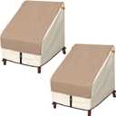 Porch Shield Patio Chair Covers - Waterproof Outdoor Lounge Deep Seat Lawn Chair Cover 2 Pack - 28W x 30D x 28H inch, Light Tan & Khaki