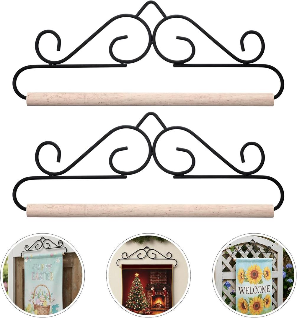 2 Pcs Garden Flag Wall Hanger 12 Inch Garden Flag Holder Fabric Banner Hanger for Outdoor Decoration, Quilters Display for Storage Draping