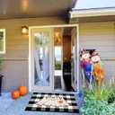 Nuanchu 2 Pcs Halloween Door Mat Combo Set Ghost Coir Non Slip Welcome Mat 28" x 43" Black and White Buffalo Plaid Rug for Halloween Front Porch Entryway Decor