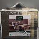 Woolrich Winter Hills Reversible Quilt Set - Cottage Styling Reversed to Solid Color, All Season Lightweight Coverlet, Cozy Bedding Layer, Matching Shams, Oversized King/Cal King, Plaid Tan 3 Piece