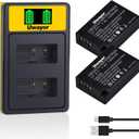 LP-E17 Battery and LCD Dual Charger Compatible with Canon EOSRP, R100, R50, R10, R8, Rebel T6i, T7i, T8i, T6s, SL2, SL3, EOS M3, M5, M6, 200D, 77D, 750D, 760D, 800D, 8000D Camera