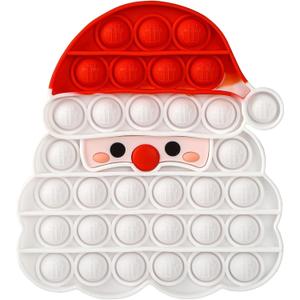 Christmas Red White Santa Claus Silicone Pops Bubble Sensory Fidget Toy Game Cup Mat