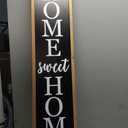 Outdoor Welcome Sign for Front Porch Standing Large 2 Sided 45"X9" Wooden Frame Tall Vertical Leaner Long Home Sweet Home Front Door Sign for Rustic Outside Farmhouse Modern Decor (Wood Black)