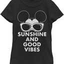 Disney Characters Mickey Sunshine Girl's Solid Crew Tee (X-Large, Black)