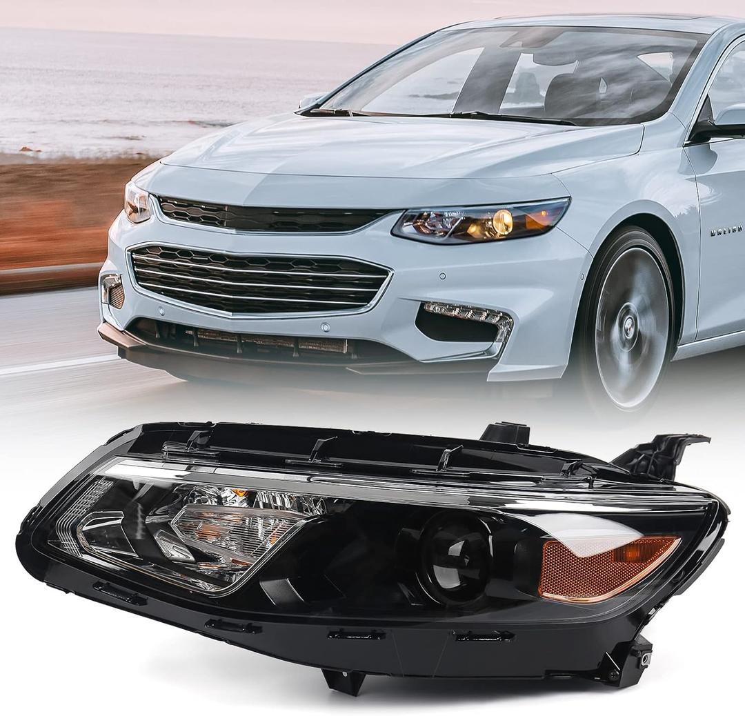 for Chevy Malibu Headlight Assembly 2016 2017 2018 Replacement Chevrolet Head Light Halogen Headlamp Left Driver Side 23350425 (Left Driver Side)