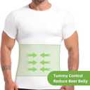 Lgtfy 4D Mens Compression Shirt Short Sleeve, Gynecomastia Tummy Control Back Support Undershirt, Slimming Vest (White, XL)